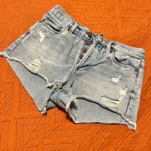 Blank NYC Faded Blue Ripped Jean Shorts